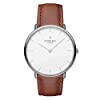 Nordgreen Native Scandinavian Silver Men's Watch Analog 40mm (Large Face) with Brown Leather Strap #1
